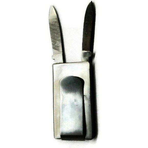 Money Clip Jaguar Stainless Steel Knife Nail File Credit Card Cash - Picture 2 of 10